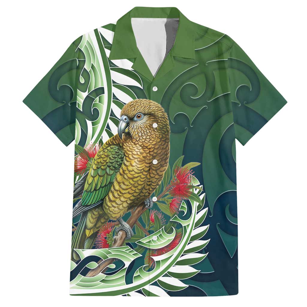 New Zealand Kea Bird Hawaiian Shirt With Maori Koru Fern - Polynesian Pride
