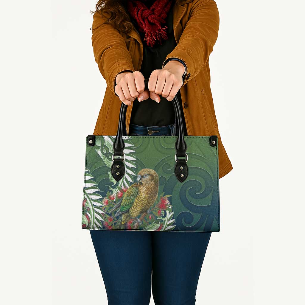 New Zealand Kea Bird Leather Bag With Maori Koru Fern LT05 - Polynesian Pride