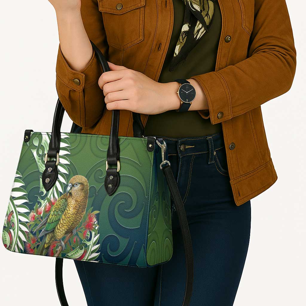 New Zealand Kea Bird Leather Bag With Maori Koru Fern LT05 - Polynesian Pride