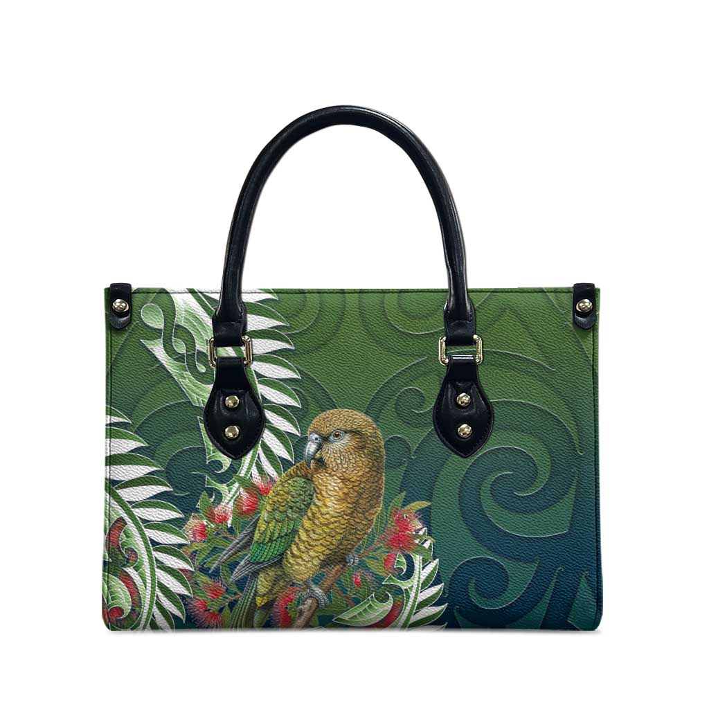 New Zealand Kea Bird Leather Bag With Maori Koru Fern LT05 - Polynesian Pride