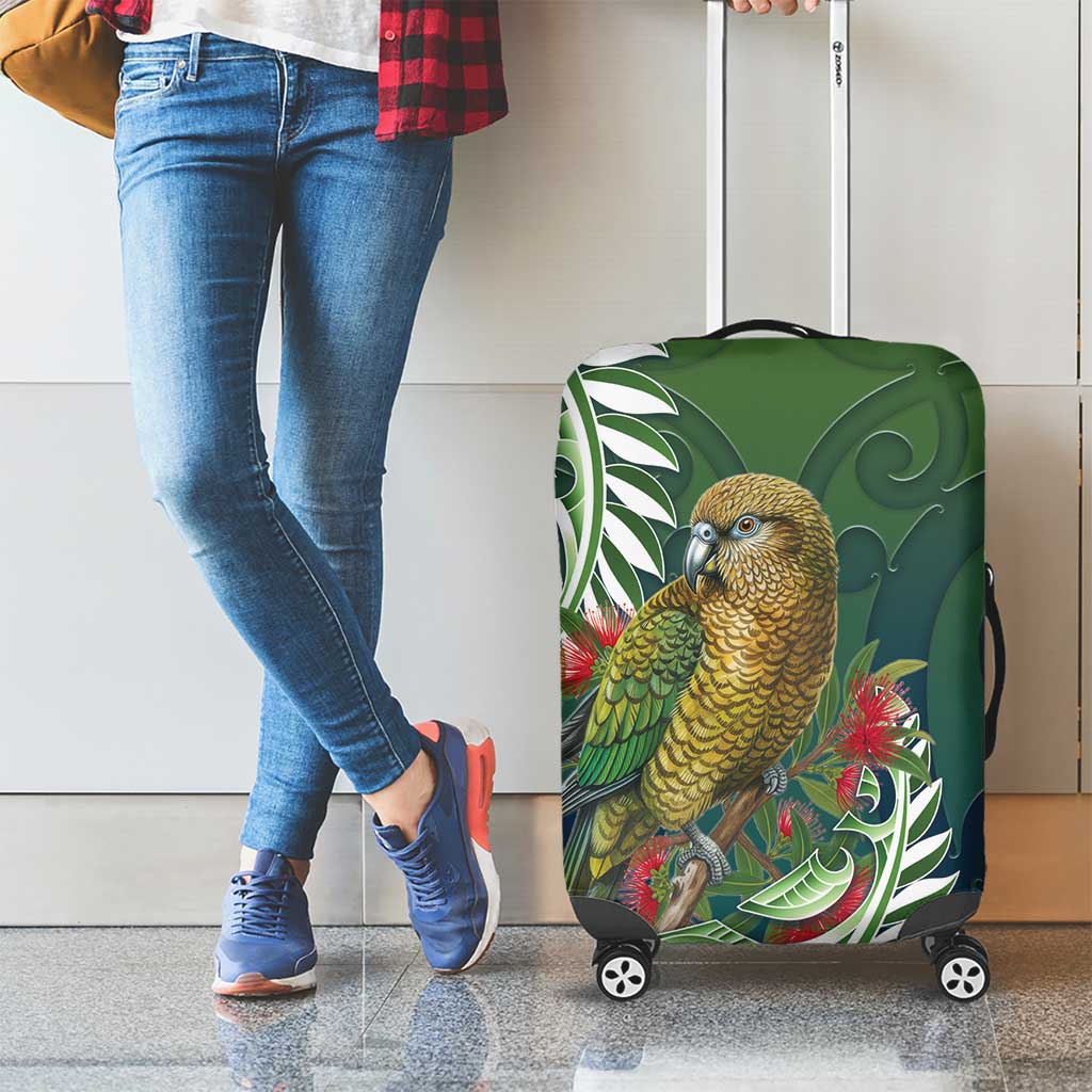 New Zealand Kea Bird Luggage Cover - Maori Koru Fern Design LT05 - Polynesian Pride