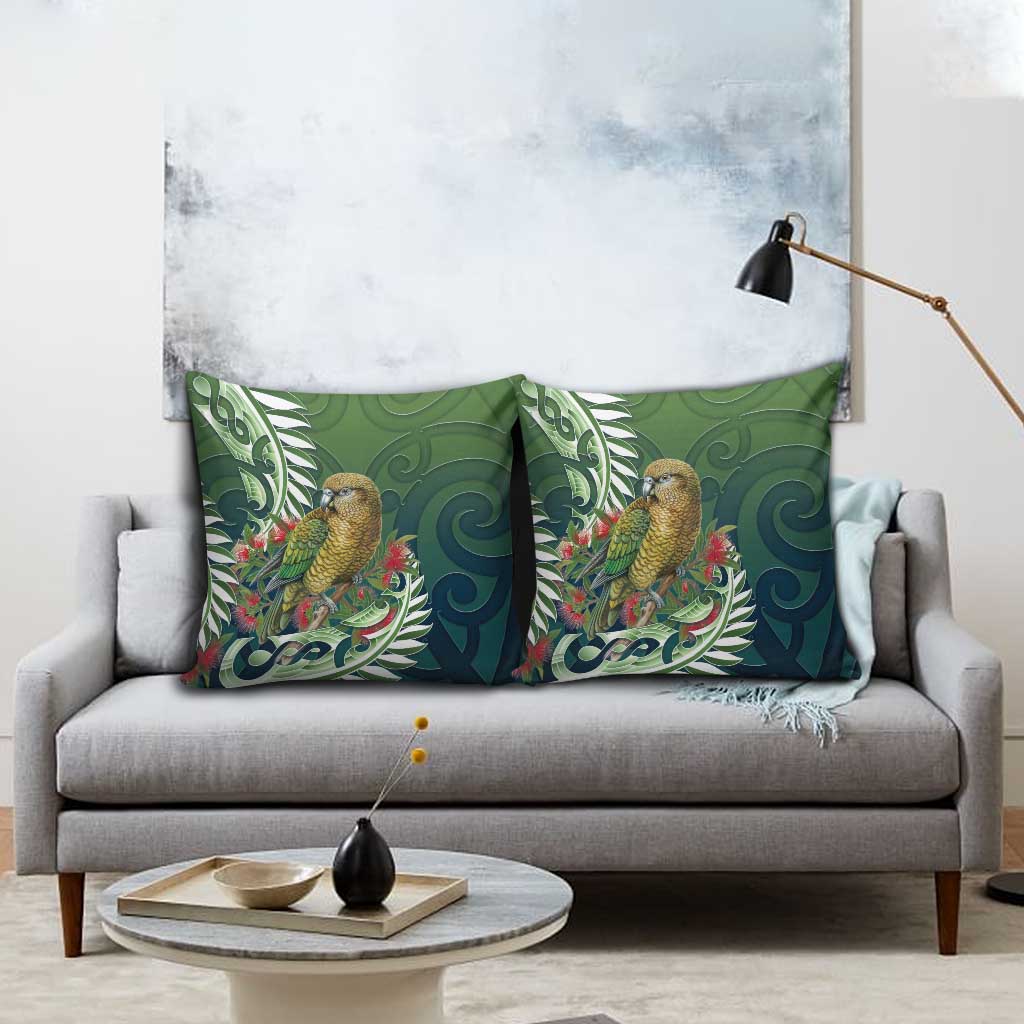New Zealand Kea Bird Pillow Cover With Maori Koru Fern LT05 - Polynesian Pride