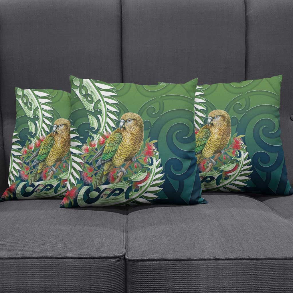 New Zealand Kea Bird Pillow Cover With Maori Koru Fern LT05 - Polynesian Pride