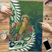 New Zealand Kea Bird Puzzle With Maori Koru Fern LT05 Green - Polynesian Pride