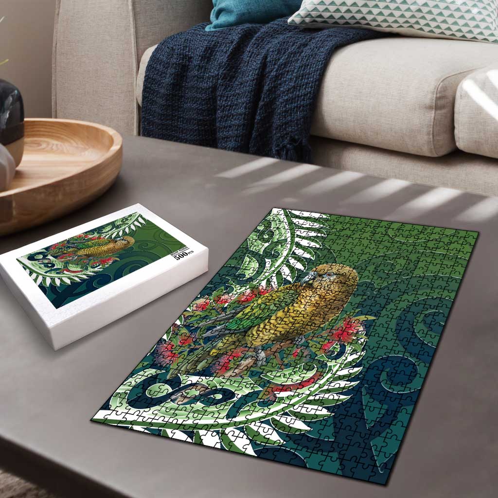 New Zealand Kea Bird Puzzle With Maori Koru Fern LT05 - Polynesian Pride