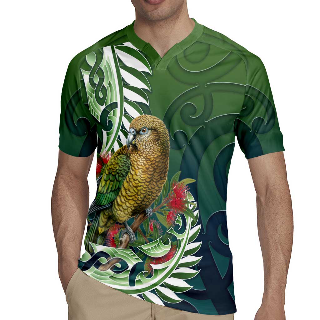 New Zealand Kea Bird Rugby Jersey With Maori Koru Fern - Polynesian Pride