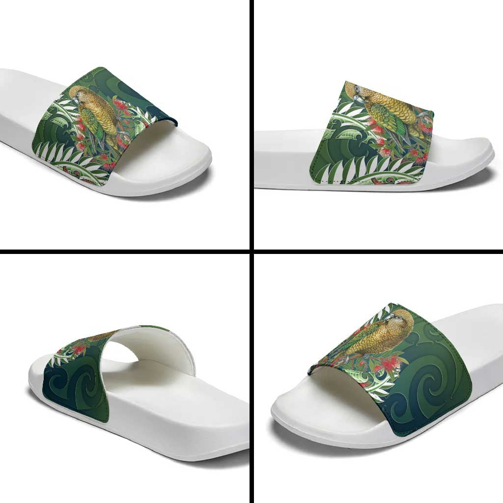 New Zealand Kea Bird Slide Sandals With Maori Koru Fern LT05 - Polynesian Pride