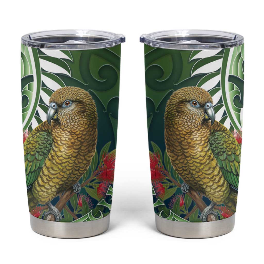 New Zealand Kea Bird Tumbler Cup With Maori Koru Fern LT05 Green - Polynesian Pride