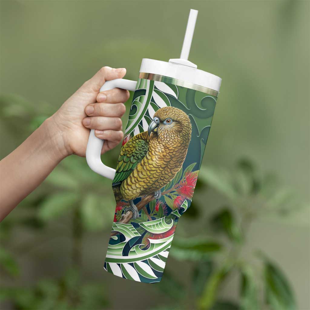 New Zealand Kea Bird Tumbler With Handle With Maori Koru Fern LT05 - Polynesian Pride