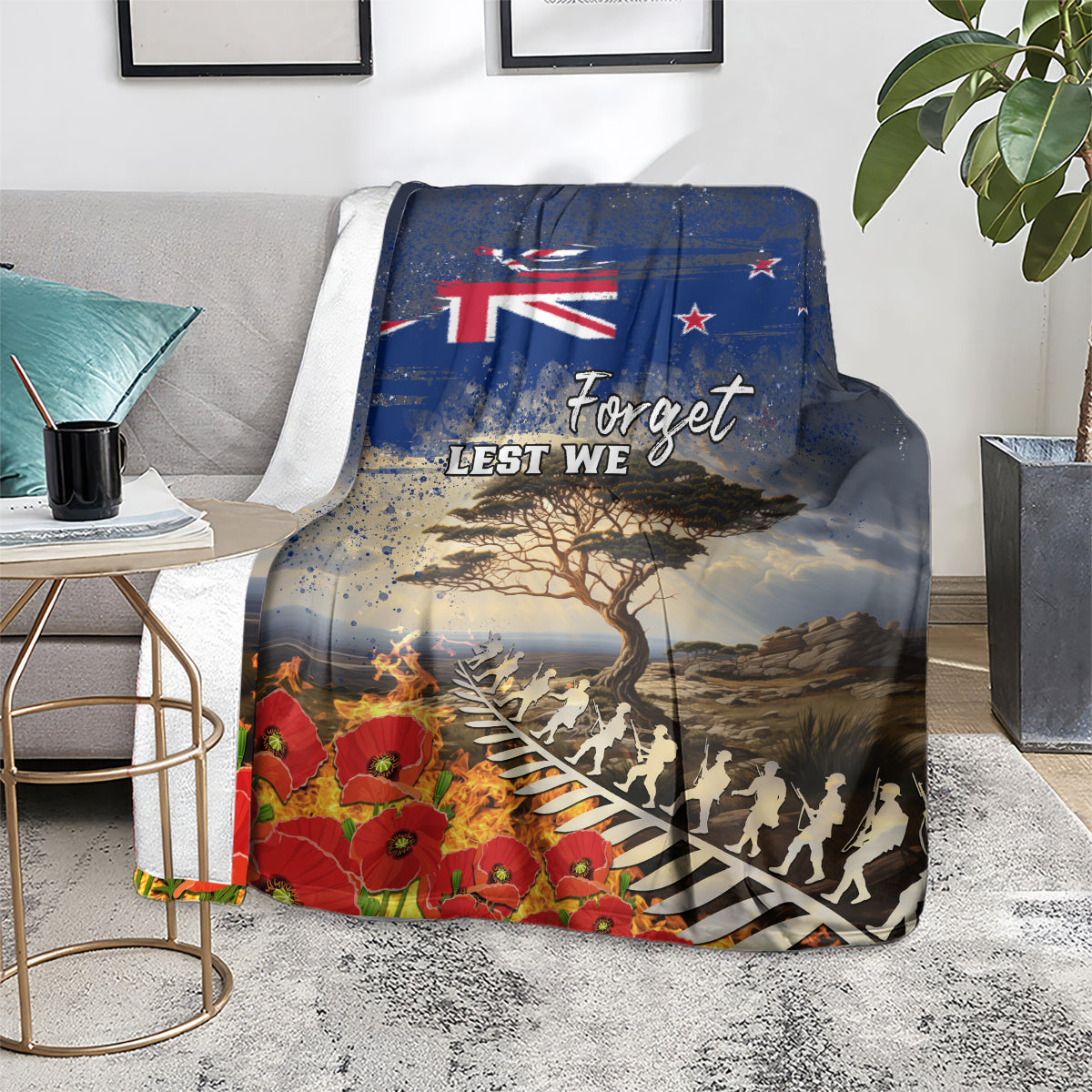 New Zealand ANZAC Day Blanket The Lonesome Pine With Soldier Fern LT05 - Polynesian Pride