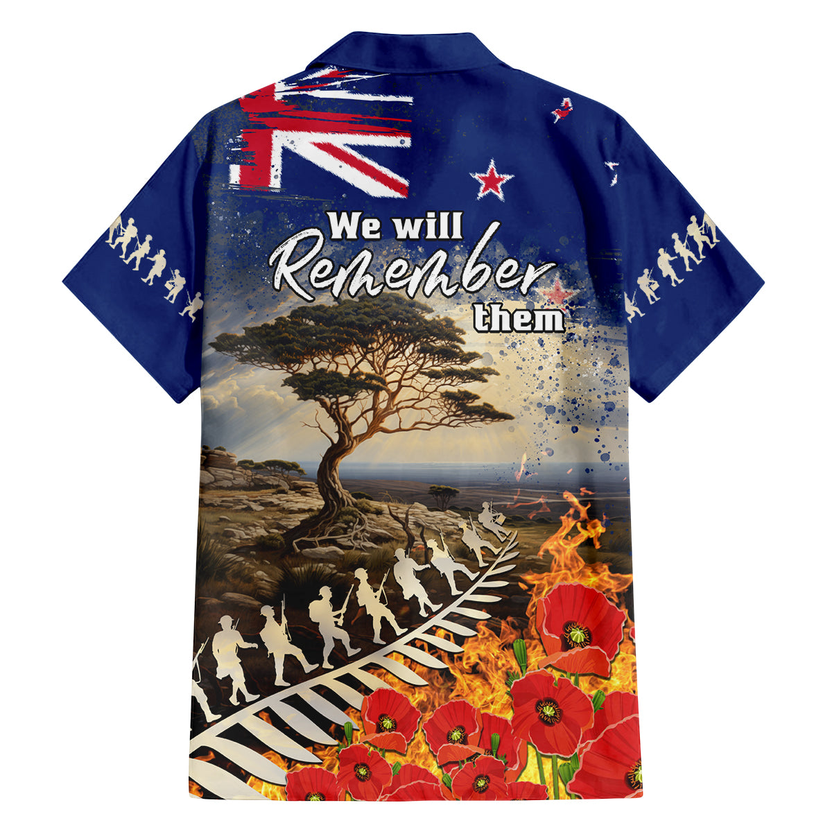 New Zealand ANZAC Day Family Matching Long Sleeve Bodycon Dress and Hawaiian Shirt The Lonesome Pine With Soldier Fern LT05 - Polynesian Pride