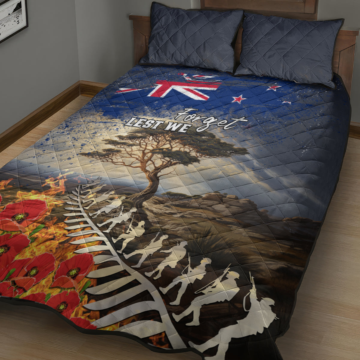 New Zealand ANZAC Day Quilt Bed Set The Lonesome Pine With Soldier Fern LT05 - Polynesian Pride