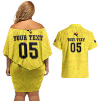 Papua New Guinea Rugby Custom Couples Matching Off Shoulder Short Dress and Hawaiian Shirt Kumuls Heritage LT05 - Polynesian Pride