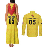 Papua New Guinea Rugby Custom Couples Matching Tank Maxi Dress and Long Sleeve Button Shirt Kumuls Heritage LT05 - Polynesian Pride