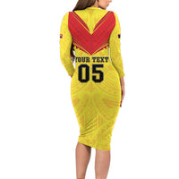 Papua New Guinea Rugby Custom Family Matching Long Sleeve Bodycon Dress and Hawaiian Shirt Kumuls Heritage LT05 - Polynesian Pride