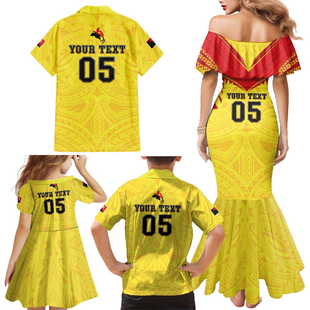 Papua New Guinea Rugby Custom Family Matching Mermaid Dress and Hawaiian Shirt Kumuls Heritage LT05 - Polynesian Pride