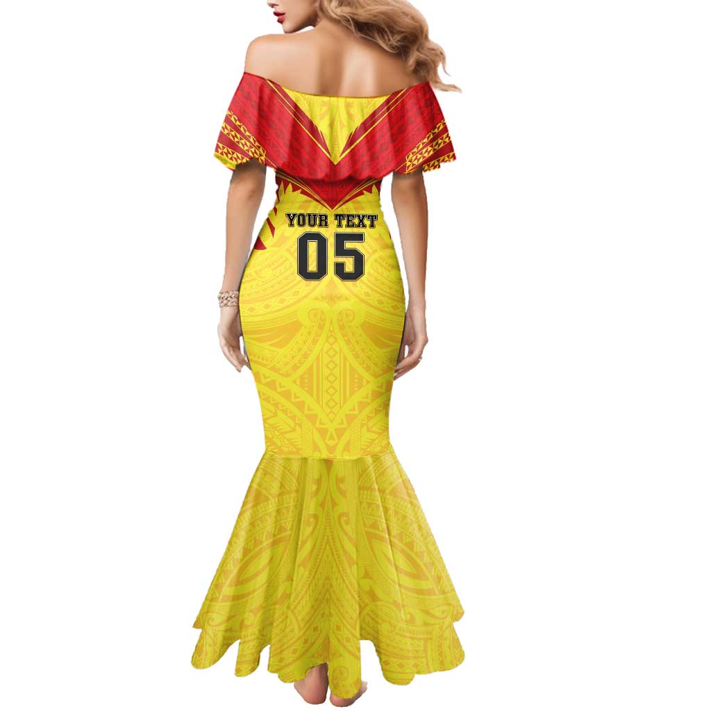 Papua New Guinea Rugby Custom Family Matching Mermaid Dress and Hawaiian Shirt Kumuls Heritage LT05 - Polynesian Pride