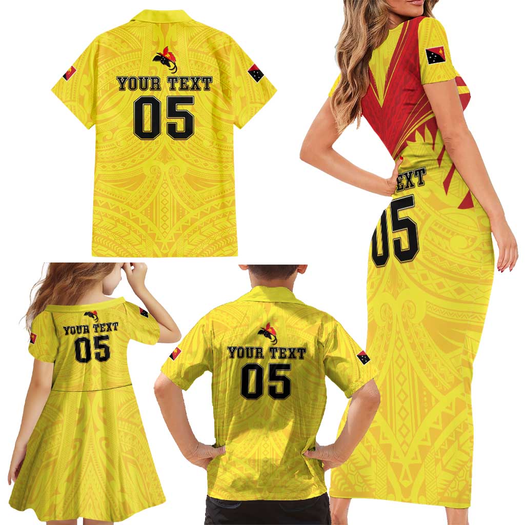 Papua New Guinea Rugby Custom Family Matching Short Sleeve Bodycon Dress and Hawaiian Shirt Kumuls Heritage LT05 - Polynesian Pride