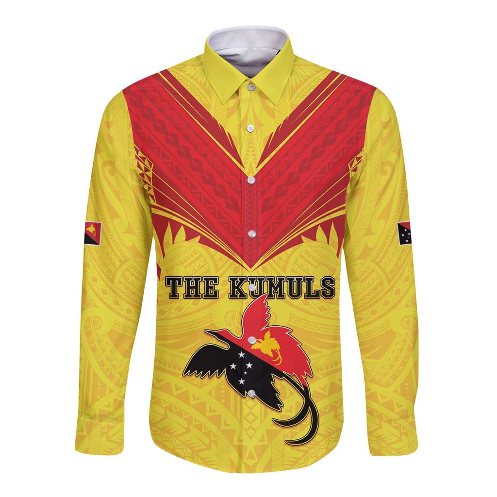 Papua New Guinea Rugby Custom Long Sleeve Button Shirt Kumuls Heritage