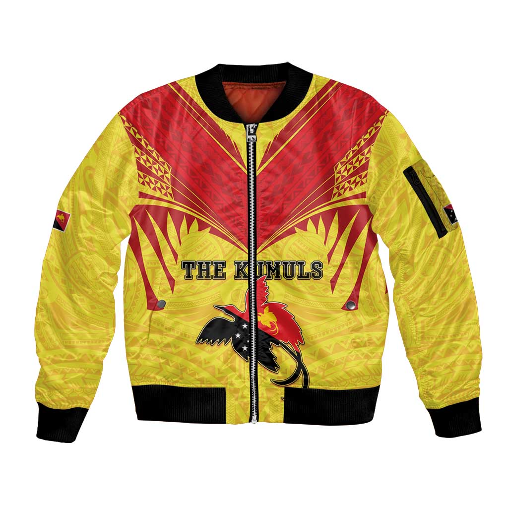 Papua New Guinea Rugby Custom Sleeve Zip Bomber Jacket Kumuls Heritage