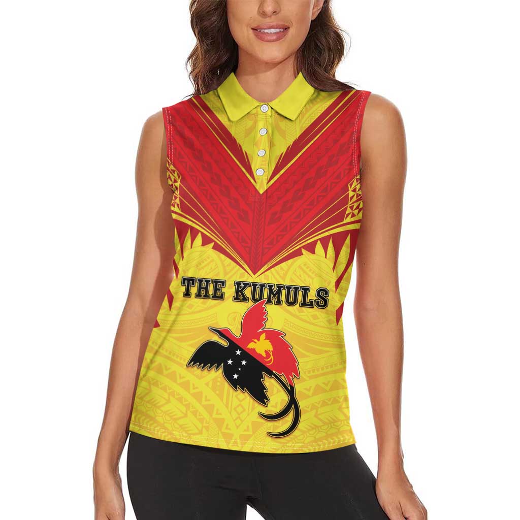 Papua New Guinea Rugby Custom Women Sleeveless Polo Shirt Kumuls Heritage LT05 - Polynesian Pride