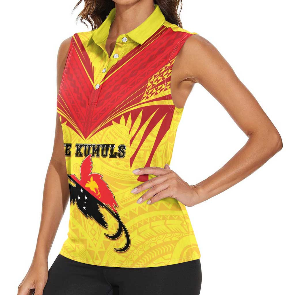 Papua New Guinea Rugby Custom Women Sleeveless Polo Shirt Kumuls Heritage LT05 - Polynesian Pride