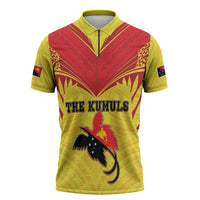 Papua New Guinea Rugby Custom Zipper Polo Shirt Kumuls Heritage LT05 Yellow - Polynesian Pride