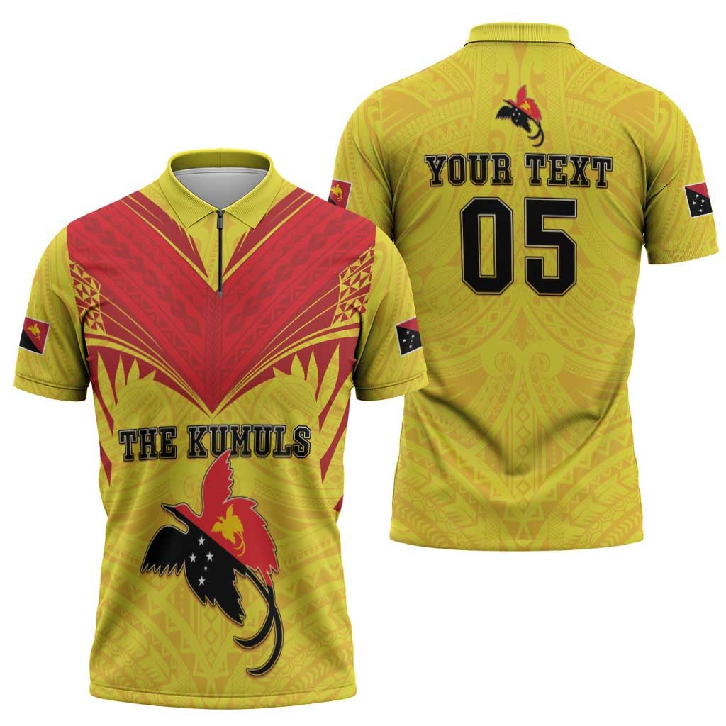 Papua New Guinea Rugby Custom Zipper Polo Shirt Kumuls Heritage LT05 - Polynesian Pride