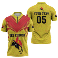 Papua New Guinea Rugby Custom Zipper Polo Shirt Kumuls Heritage LT05 - Polynesian Pride