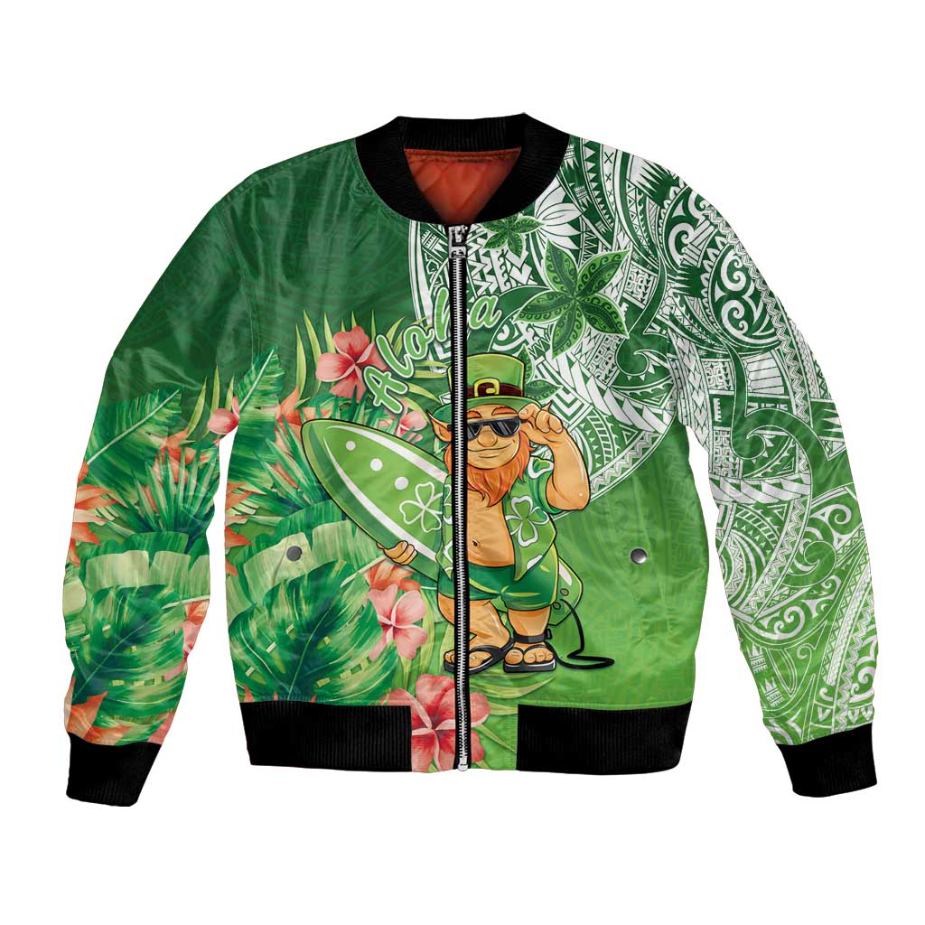 Aloha Hawaii St Patrick's Day Bomber Jacket Polynesian Style LT05 Unisex Green - Polynesian Pride