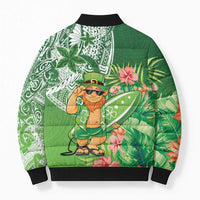 Aloha Hawaii St Patrick's Day Bomber Puffer Jacket Polynesian Style