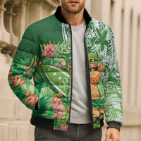 Aloha Hawaii St Patrick's Day Bomber Puffer Jacket Polynesian Style