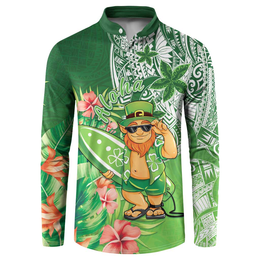 Aloha Hawaii St Patrick's Day Button Sweatshirt Polynesian Style LT05 Green - Polynesian Pride