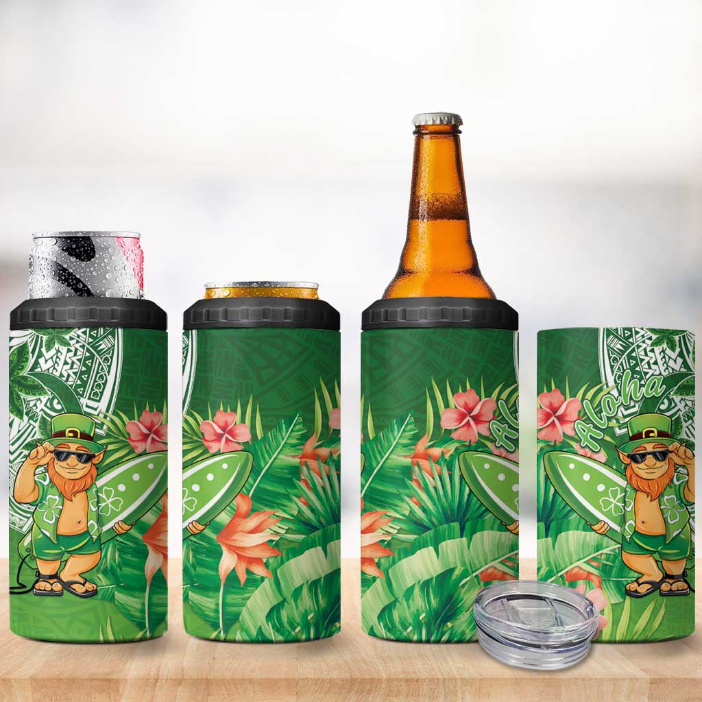 Aloha Hawaii St Patrick's Day 4 in 1 Can Cooler Tumbler Polynesian Style