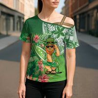 Aloha Hawaii St Patrick's Day Cross Shoulder Shirt Polynesian Style