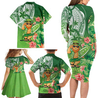 Aloha Hawaii St Patrick's Day Family Matching Long Sleeve Bodycon Dress and Hawaiian Shirt Polynesian Style LT05 - Polynesian Pride