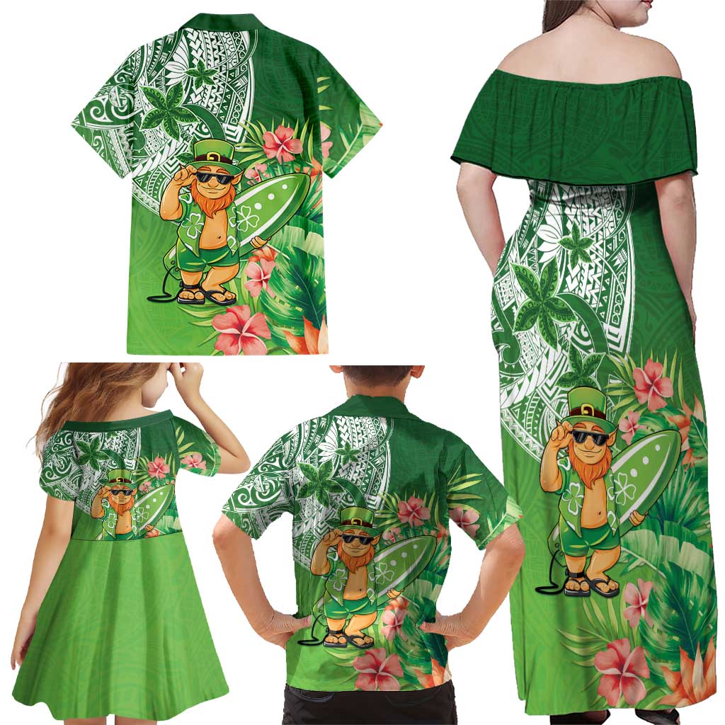 Aloha Hawaii St Patrick's Day Family Matching Off Shoulder Maxi Dress and Hawaiian Shirt Polynesian Style LT05 - Polynesian Pride