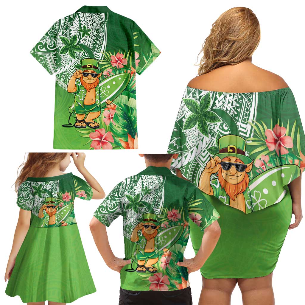 Aloha Hawaii St Patrick's Day Family Matching Off Shoulder Short Dress and Hawaiian Shirt Polynesian Style LT05 - Polynesian Pride