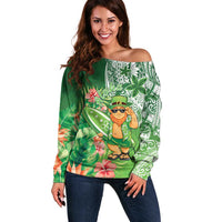 Aloha Hawaii St Patrick's Day Off Shoulder Sweater Polynesian Style