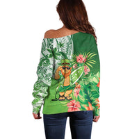 Aloha Hawaii St Patrick's Day Off Shoulder Sweater Polynesian Style