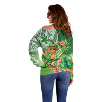 Aloha Hawaii St Patrick's Day Off Shoulder Sweater Polynesian Style