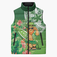 Aloha Hawaii St Patrick's Day Sleeveless Puffer Jacket Polynesian Style