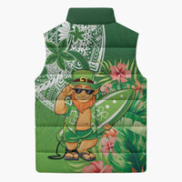 Aloha Hawaii St Patrick's Day Sleeveless Puffer Jacket Polynesian Style