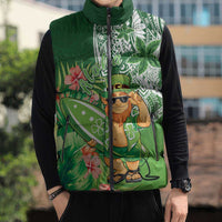 Aloha Hawaii St Patrick's Day Sleeveless Puffer Jacket Polynesian Style