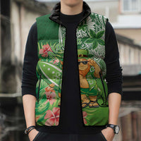 Aloha Hawaii St Patrick's Day Sleeveless Puffer Jacket Polynesian Style