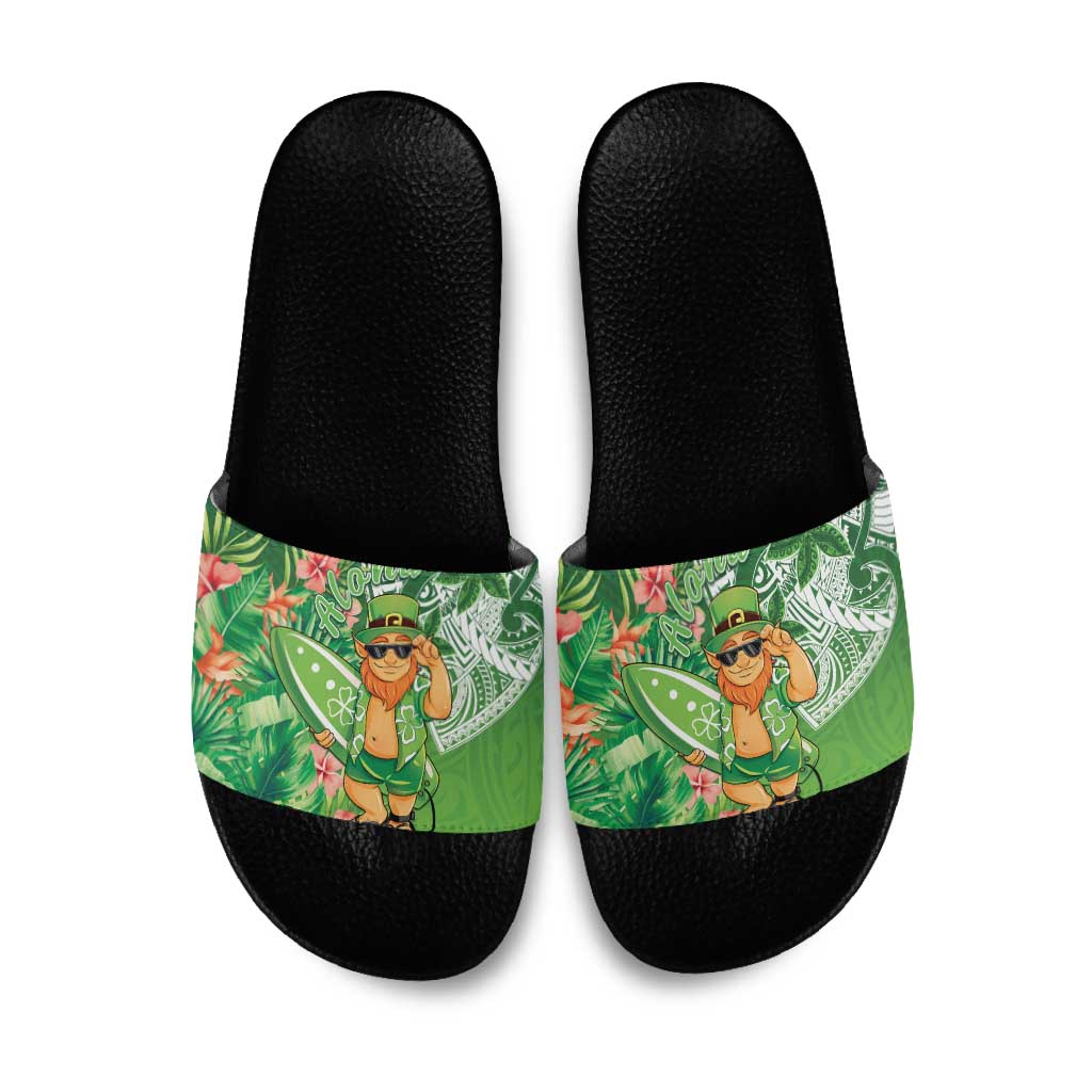 Aloha Hawaii St Patrick's Day Slide Sandals Polynesian Style
