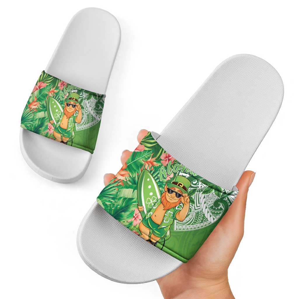 Aloha Hawaii St Patrick's Day Slide Sandals Polynesian Style