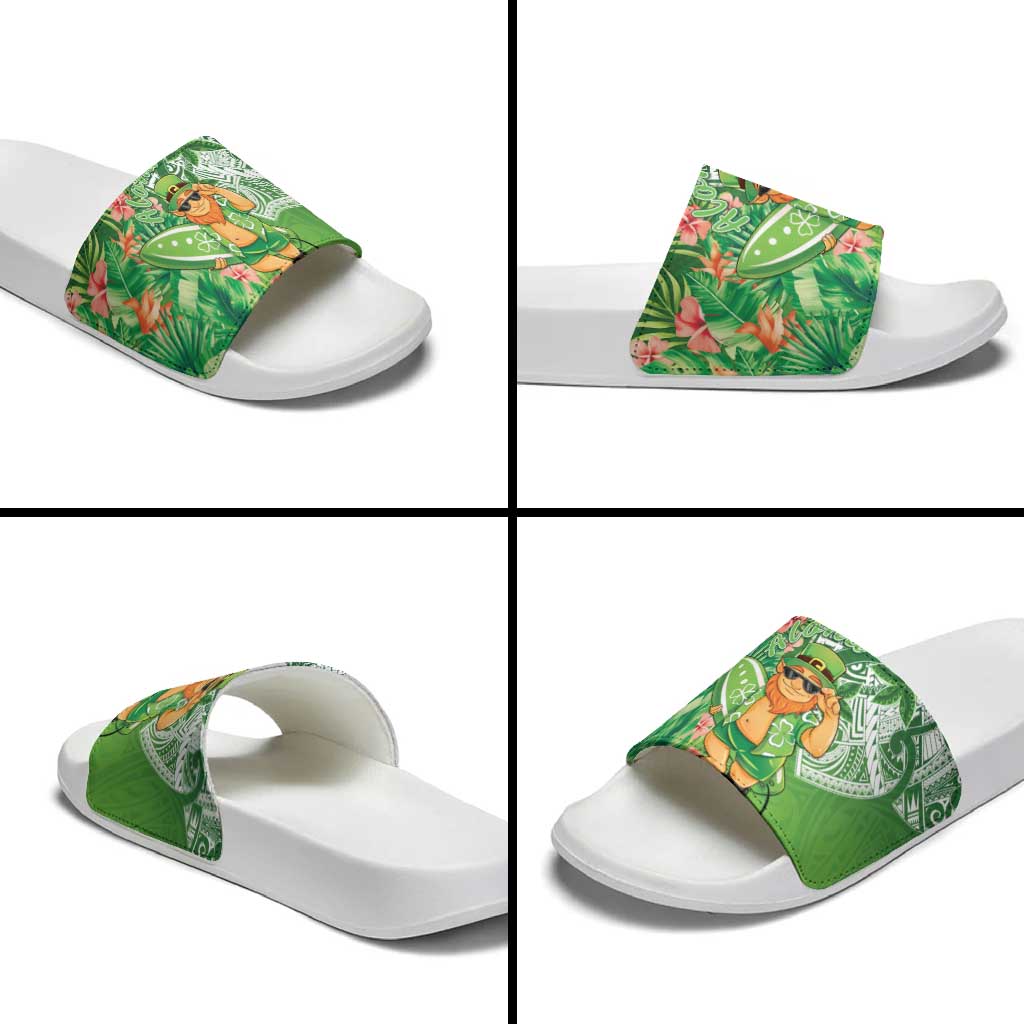 Aloha Hawaii St Patrick's Day Slide Sandals Polynesian Style