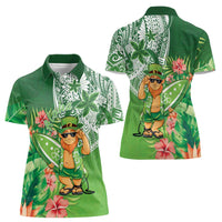 Aloha Hawaii St Patrick's Day Women Polo Shirt Polynesian Style