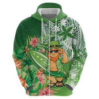 Aloha Hawaii St Patrick's Day Zip Hoodie Polynesian Style